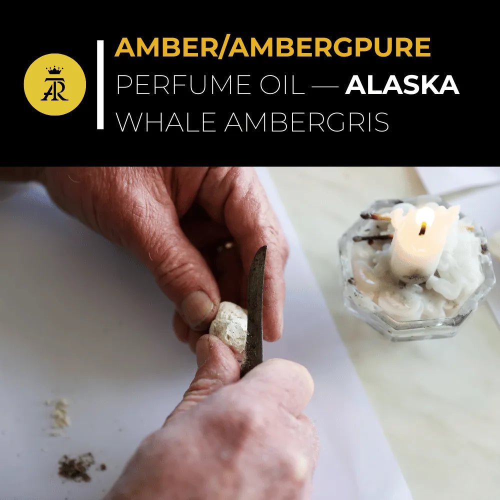 Alaskan Ambergris luxury perfume bottle with elegant design and rich, warm tones.