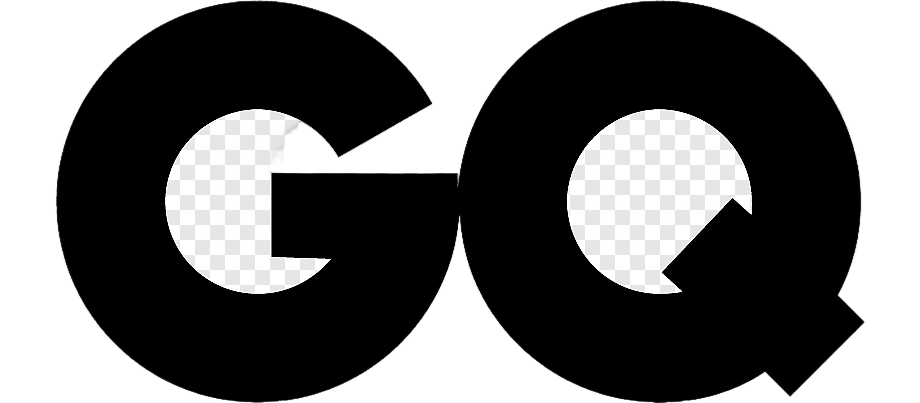 Black 'GQ' logo on a transparent background